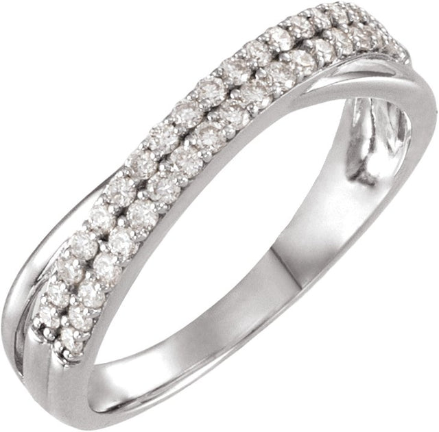 Platinum Round Natural Diamond Criss-Cross Double Row Anniversary Band - 1/3 CTW