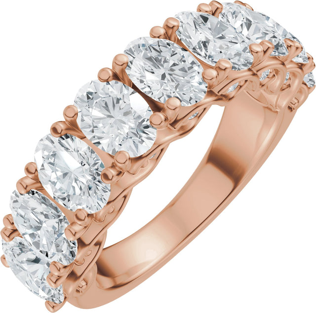 14K Gold Oval Natural Diamond Accented Infinity-Inspired Anniversary Band - 2 1/3-3 3/4 CTW - Rose Gold