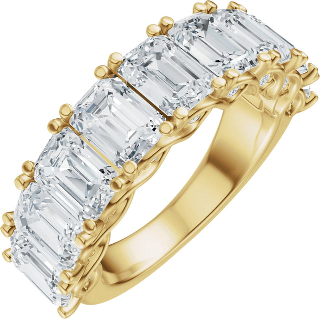 14K Gold Emerald Lab-Grown Diamond Accented Infinity-Inspired Anniversary Band - 3 3/4-5 7/8 CTW - Yellow Gold