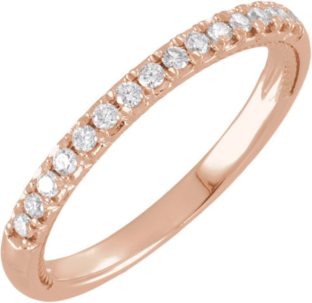 14K Gold Round Natural Diamond Rope Anniversary Band - 1/5 CTW - Rose Gold