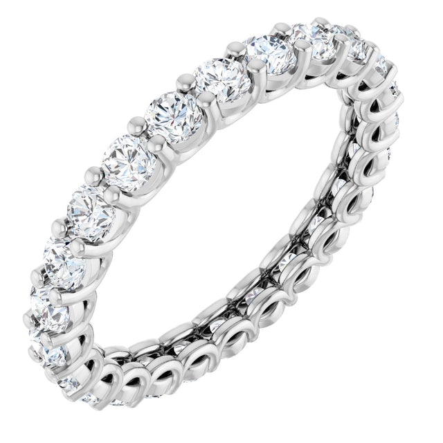 Platinum Round Natural Diamond Low Profile Eternity Band - 2.25mm Stones