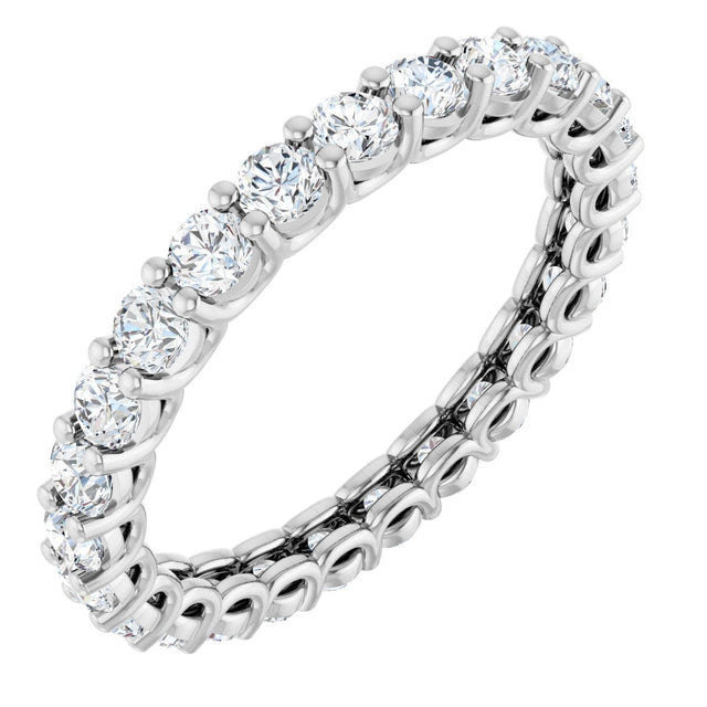 14K Gold Round Lab-Grown Diamond Low Profile Eternity Band - 2.5mm Stones - White Gold