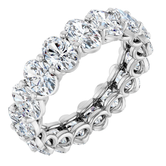 14K Gold Oval Lab-Grown Diamond Low Profile Eternity Band - 6x4mm Stones (Style 689503) - White Gold
