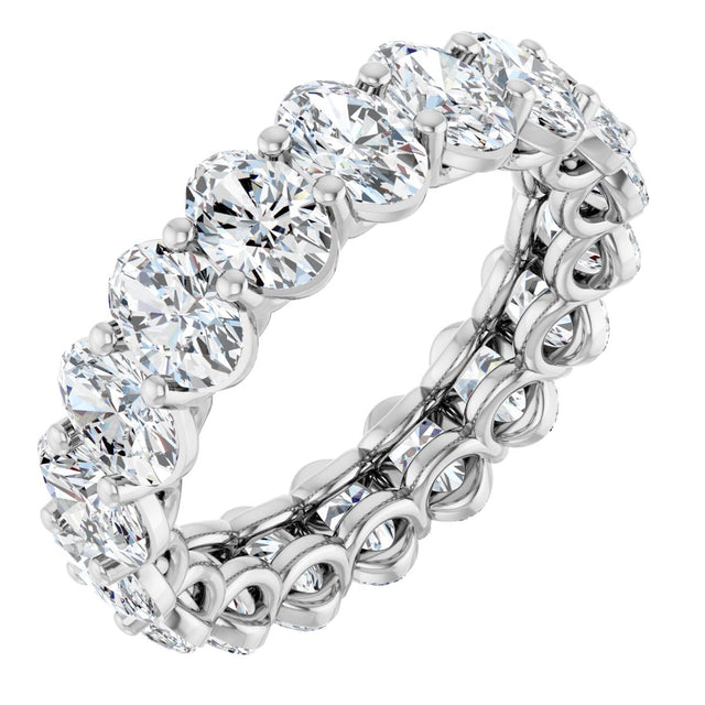 Platinum Oval Natural Diamond Low Profile Eternity Band - 6x4mm Stones (Style 689503)
