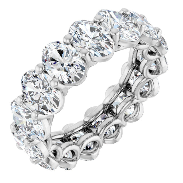 14K Gold Oval Natural Diamond Low Profile Eternity Band - 6x4mm Stones (Style 689503) - White Gold