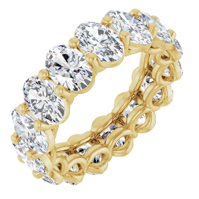 14K Gold Oval Natural Diamond Low Profile Eternity Band - 6x4mm Stones (Style 689503) - Yellow Gold