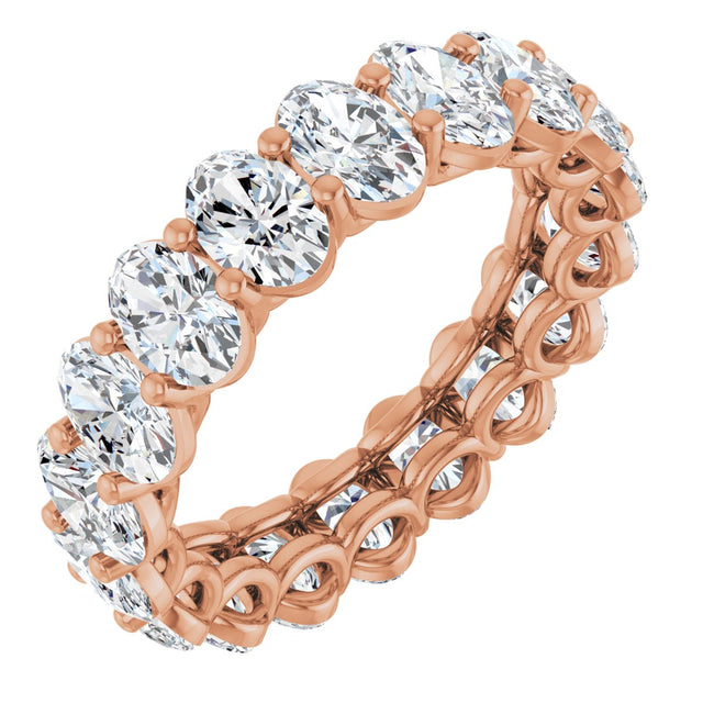 14K Gold Oval Natural Diamond Low Profile Eternity Band - 6x4mm Stones (Style 689503) - Rose Gold