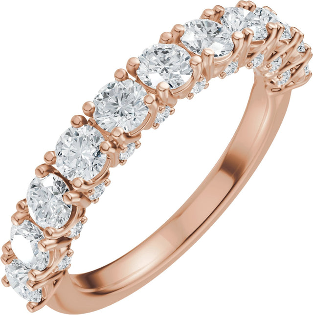 14K Gold Round Natural Diamond Accented Anniversary Band - 7/8-1 1/5 CTW - Rose Gold