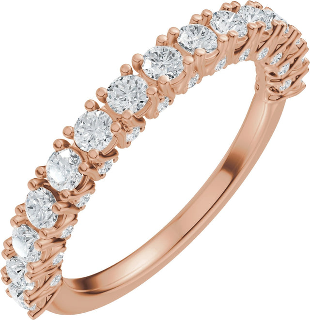 14K Gold Round Lab-Grown Diamond Accented Anniversary Band - 7/8-1 1/5 CTW - Rose Gold