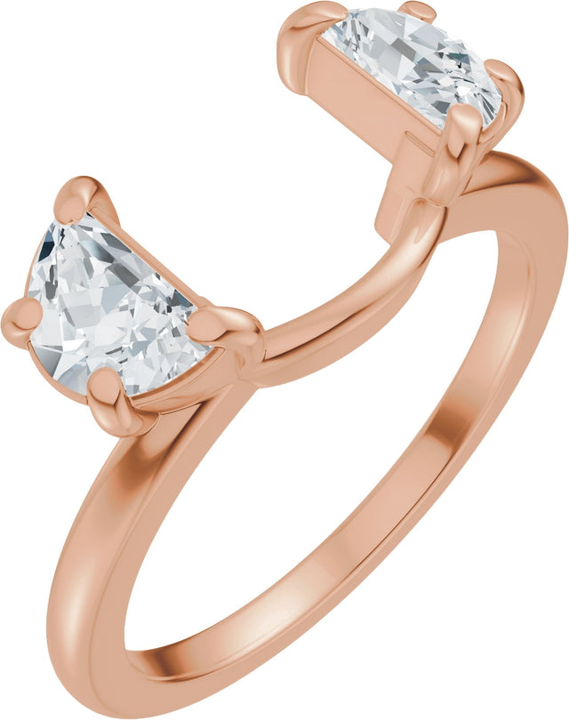 14K Gold Half Moon Lab-Grown Diamond Wrap-Style Ring Enhancer - 1 CTW - Rose Gold