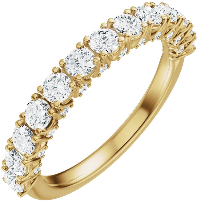 14K Gold Round Lab-Grown Diamond Accented Anniversary Band - 7/8-1 1/5 CTW - Yellow Gold