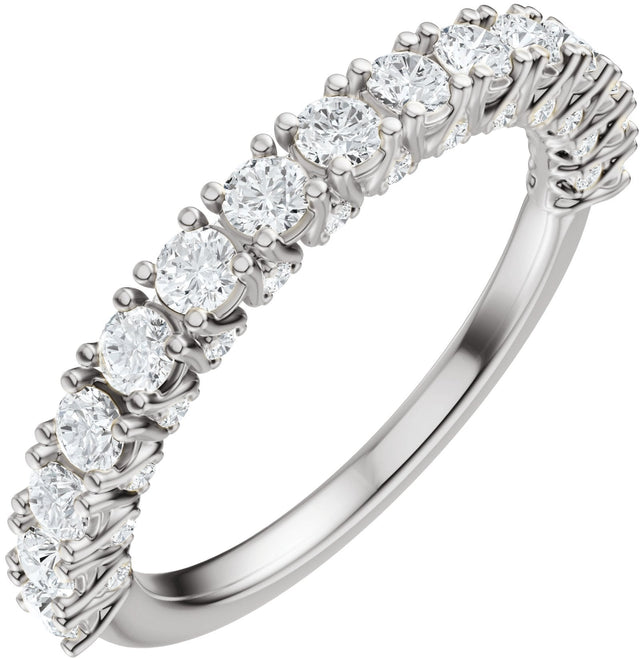 14K Gold Round Natural Diamond Accented Anniversary Band - 7/8-1 1/5 CTW - White Gold