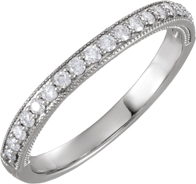 Platinum Natural Diamond Milgrain-Edge Anniversary Band – 1.5 mm Round