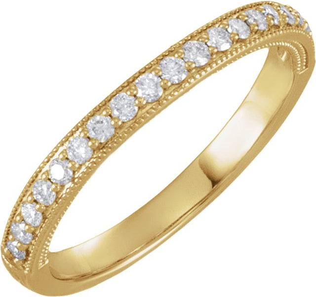 14K Gold Lab-Grown Diamond Milgrain-Edge Anniversary Band – 1.5 mm Round - Yellow Gold