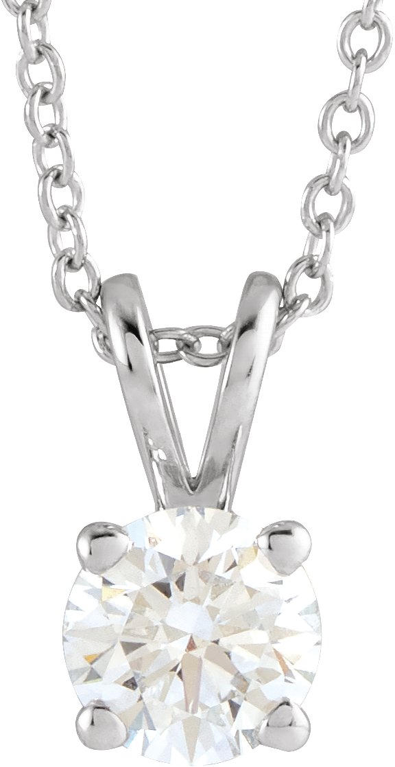 14K Gold Round Lab-Grown Diamond Solitaire Necklace – 4-6.5mm Stones - White Gold