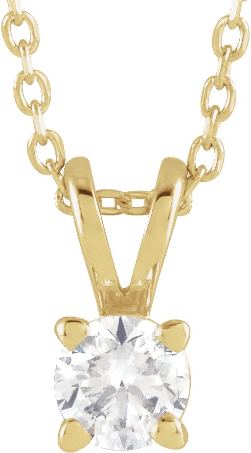 14K Gold Round Lab-Grown Diamond Solitaire Necklace – 4-6.5mm Stones - Yellow Gold