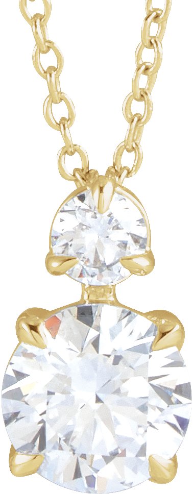 14K Gold Round Lab-Grown Diamond Accented Claw-Prong Necklace - Yellow Gold