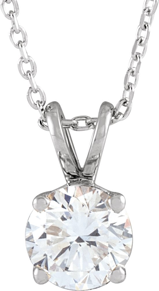 14K Gold Round Lab-Grown Diamond Solitaire Necklace – 4-6.5mm Stones - White Gold