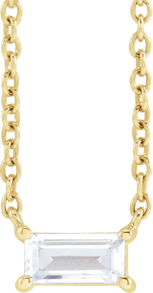 14K Gold Straight Baguette Lab-Grown Diamond Necklace - Yellow Gold