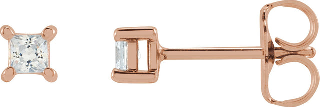 14K Gold Square Lab-Grown Diamond Stud Earrings - Rose Gold