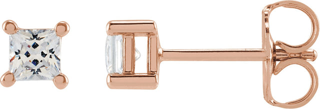 14K Gold Square Lab-Grown Diamond Stud Earrings - Rose Gold