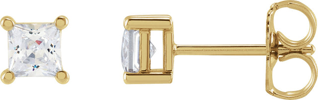 14K Gold Square Lab-Grown Diamond Stud Earrings - Yellow Gold
