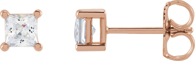 14K Gold Square Lab-Grown Diamond Stud Earrings - Rose Gold
