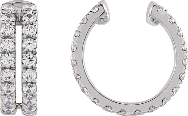 14K Gold Round Lab-Grown Diamond Negative Space Ear Cuff - White Gold