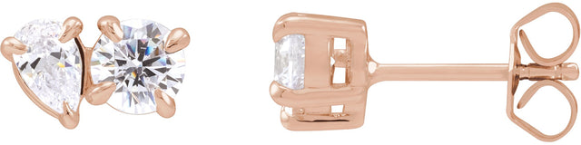 14K Gold Pear Lab-Grown Diamond Two-Stone Stud Earrings - Rose Gold