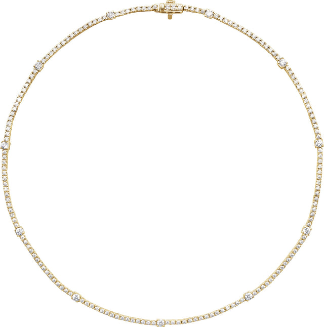 14K Gold Round Lab-Grown Diamond Line Necklace – 4 CTW - Yellow Gold