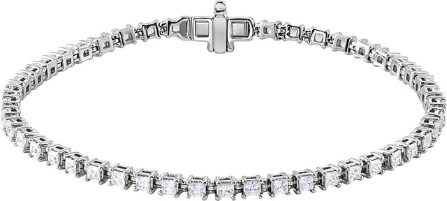 14K Gold Square Lab-Grown Diamond Line Bracelet - White Gold