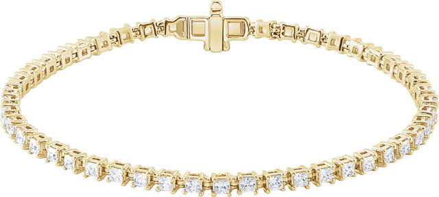 14K Gold Square Lab-Grown Diamond Line Bracelet - Yellow Gold