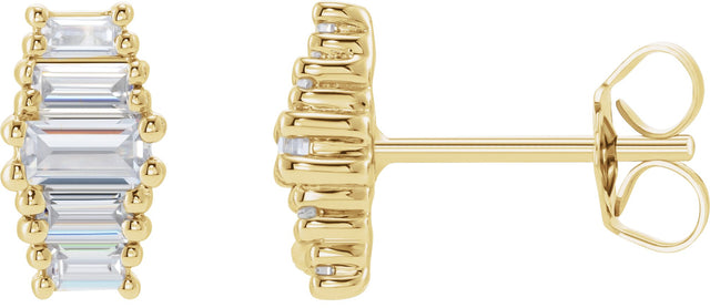 14K Gold Straight Baguette Lab-Grown Diamond Stud Earrings - Yellow Gold