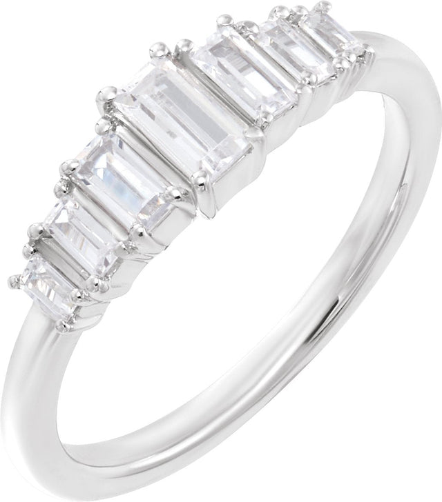 14K Gold Straight Baguette Lab-Grown Diamond Ring - White Gold