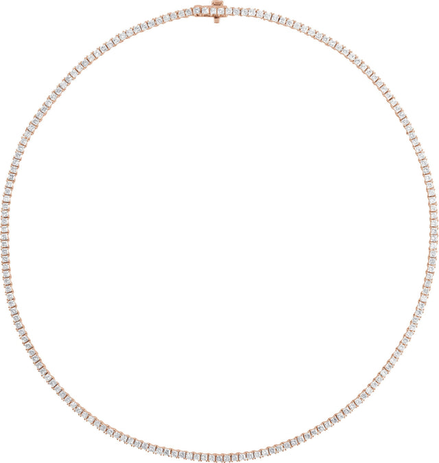 14K Gold Square Lab-Grown Diamond Line Necklace - Rose Gold