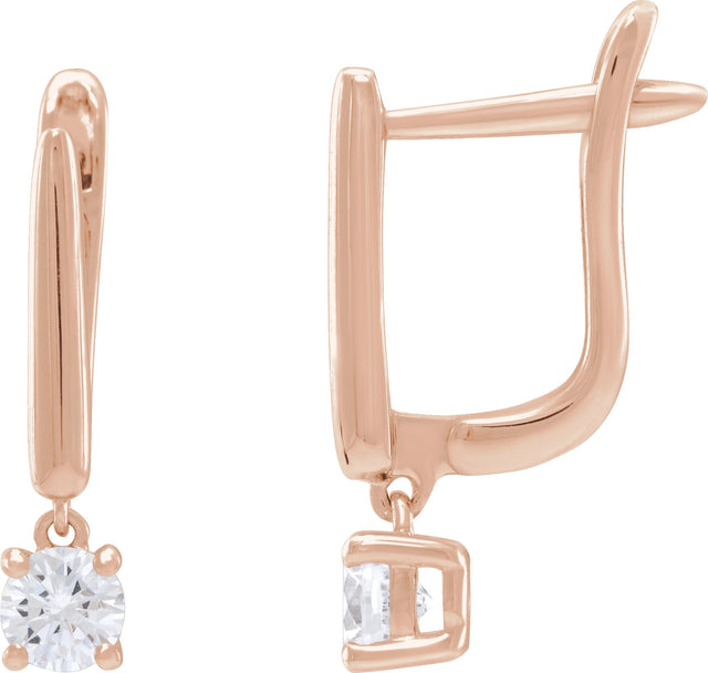 14K Gold Round Lab-Grown Diamond Earrings – 4-5mm Stones - Rose Gold
