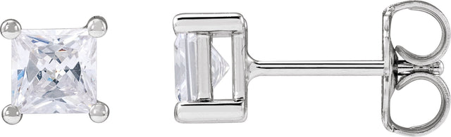 14K Gold Square Lab-Grown Diamond Stud Earrings - White Gold