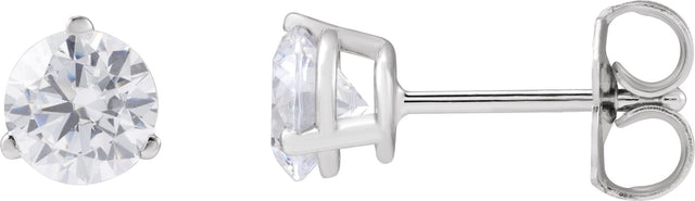 14K Gold Round Lab-Grown Diamond Stud Earrings - White Gold