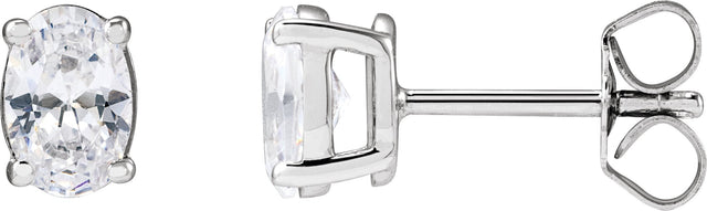 14K Gold Oval Lab-Grown Diamond Stud Earrings - White Gold