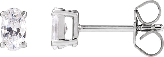 14K Gold Oval Lab-Grown Diamond Stud Earrings - White Gold