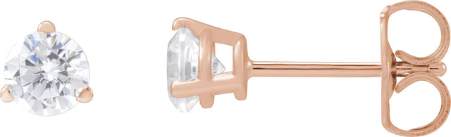14K Gold Round Lab-Grown Diamond Stud Earrings - Rose Gold