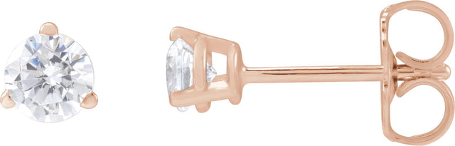 14K Gold Round Lab-Grown Diamond Stud Earrings - Rose Gold