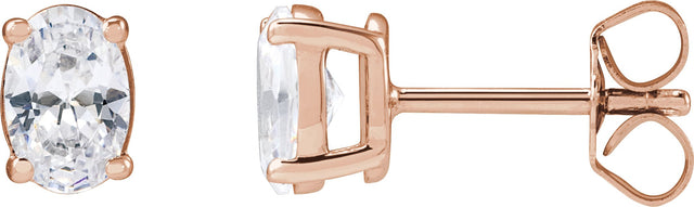 14K Gold Oval Lab-Grown Diamond Stud Earrings - Rose Gold