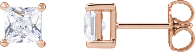 14K Gold Square Lab-Grown Diamond Stud Earrings - Rose Gold