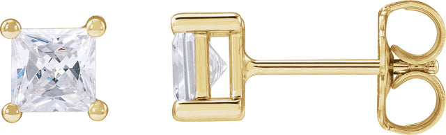 14K Gold Square Lab-Grown Diamond Stud Earrings - Yellow Gold