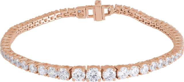 14K Gold Round Lab-Grown Diamond Line Bracelet – 6 CTW - Rose Gold