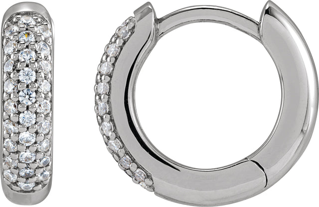 14K Gold Round Lab-Grown Diamond Hoop Earrings – 1/4 CTW - White Gold