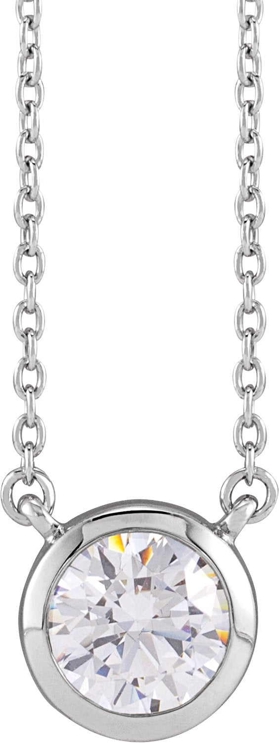 14K Gold Round Lab-Grown Diamond Necklace - White Gold