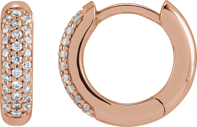 14K Gold Round Lab-Grown Diamond Hoop Earrings – 1/4 CTW - Rose Gold
