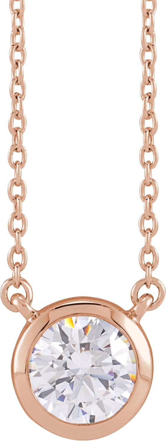14K Gold Round Lab-Grown Diamond Necklace - Rose Gold
